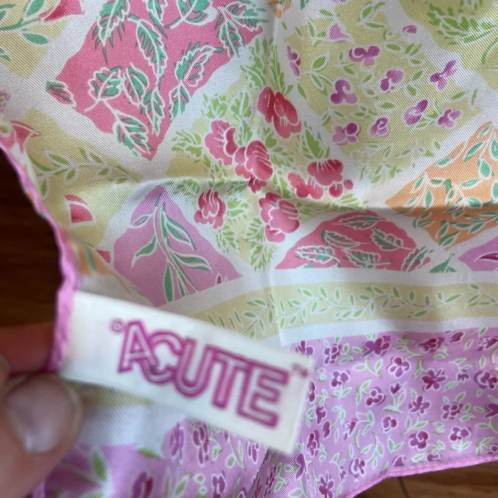 NWOT Acute 100% silk Scarf  Made in Japan